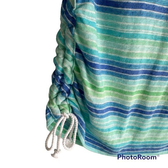 Talbots Blues and Green Linen Blend Striped 3/4 Sleeve Ladies Casual‎ Top, M - Picture 5 of 5